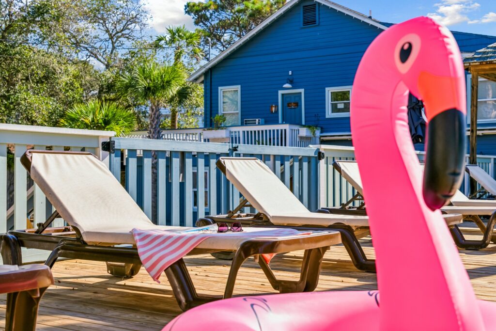 Poolside loungers at The Folliday Inn