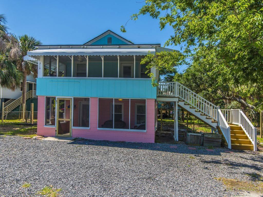 Colorful beach cottage on Folly Beach