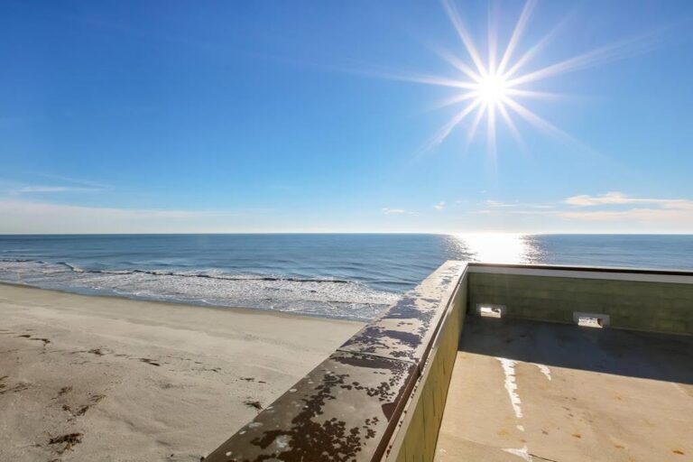 View of the beach from a Folly Beach oceanfront rental
