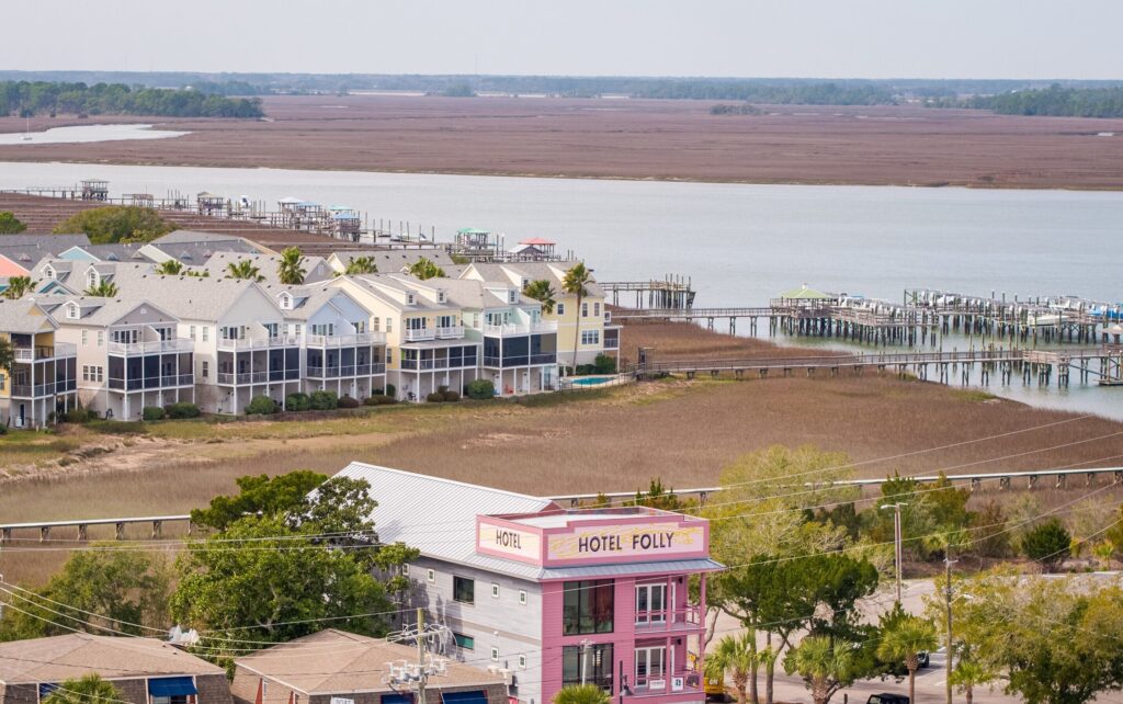 Hotel Folly and the Folly River marsh from above