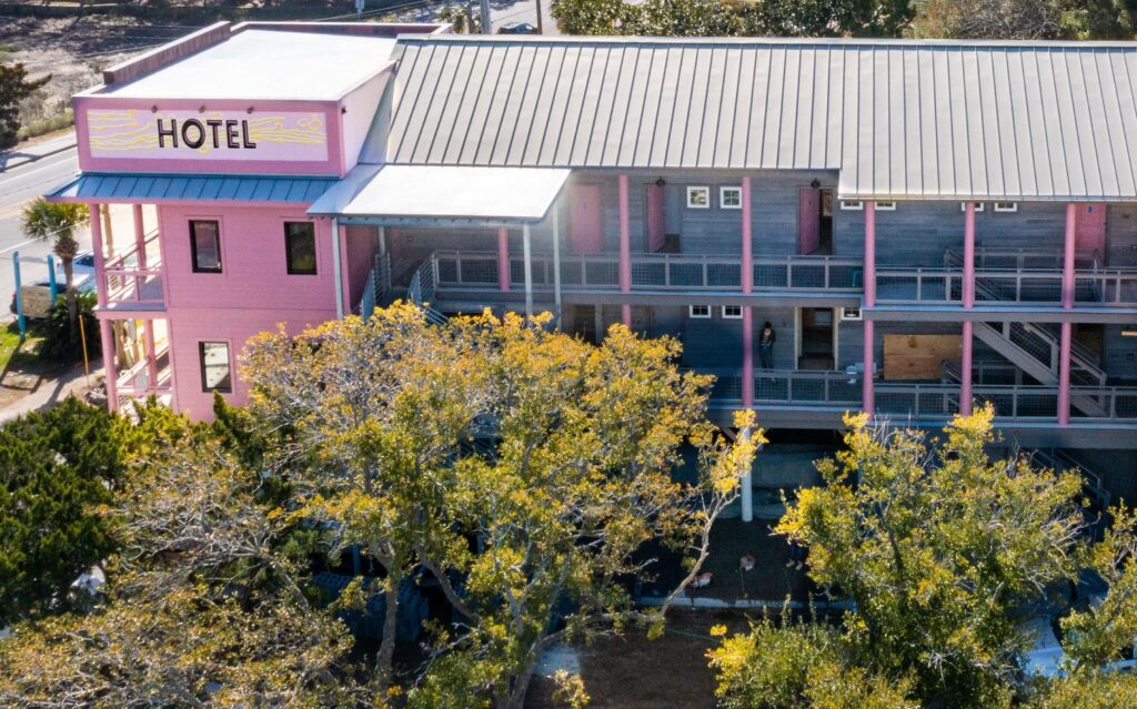 Hotel Folly rooftop sign and balconies