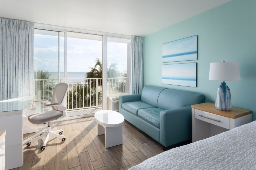 Suite living area at Tides Folly Beach