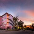 Vera Hotel exterior at sunset, Folly Beach